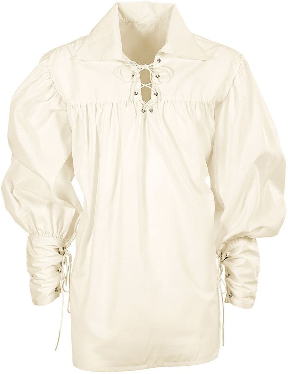 Musketier Kostuum | Musketier Shirt Zwaardvechter Creme Man | Medium / Large | Carnaval kostuum | Verkleedkleding